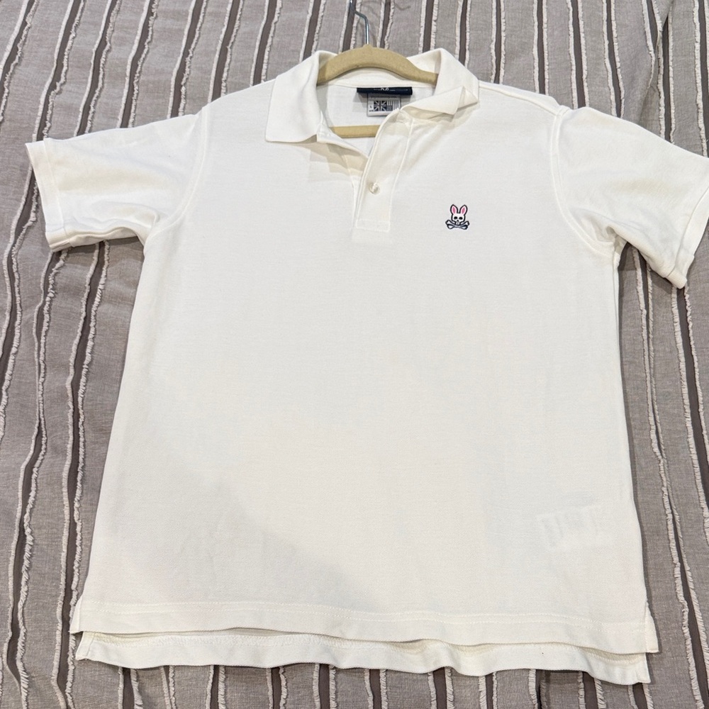 Boys SZ L PSYCHO BUNNY White Polo Shirt